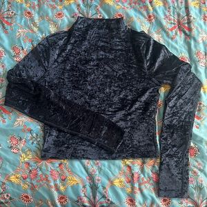 Lululemon black mock-neck velvet long sleeve top